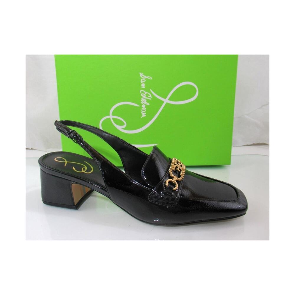 Sam Edelman Teana Slingback Loafers Pumps Heels Black Patent Size 7